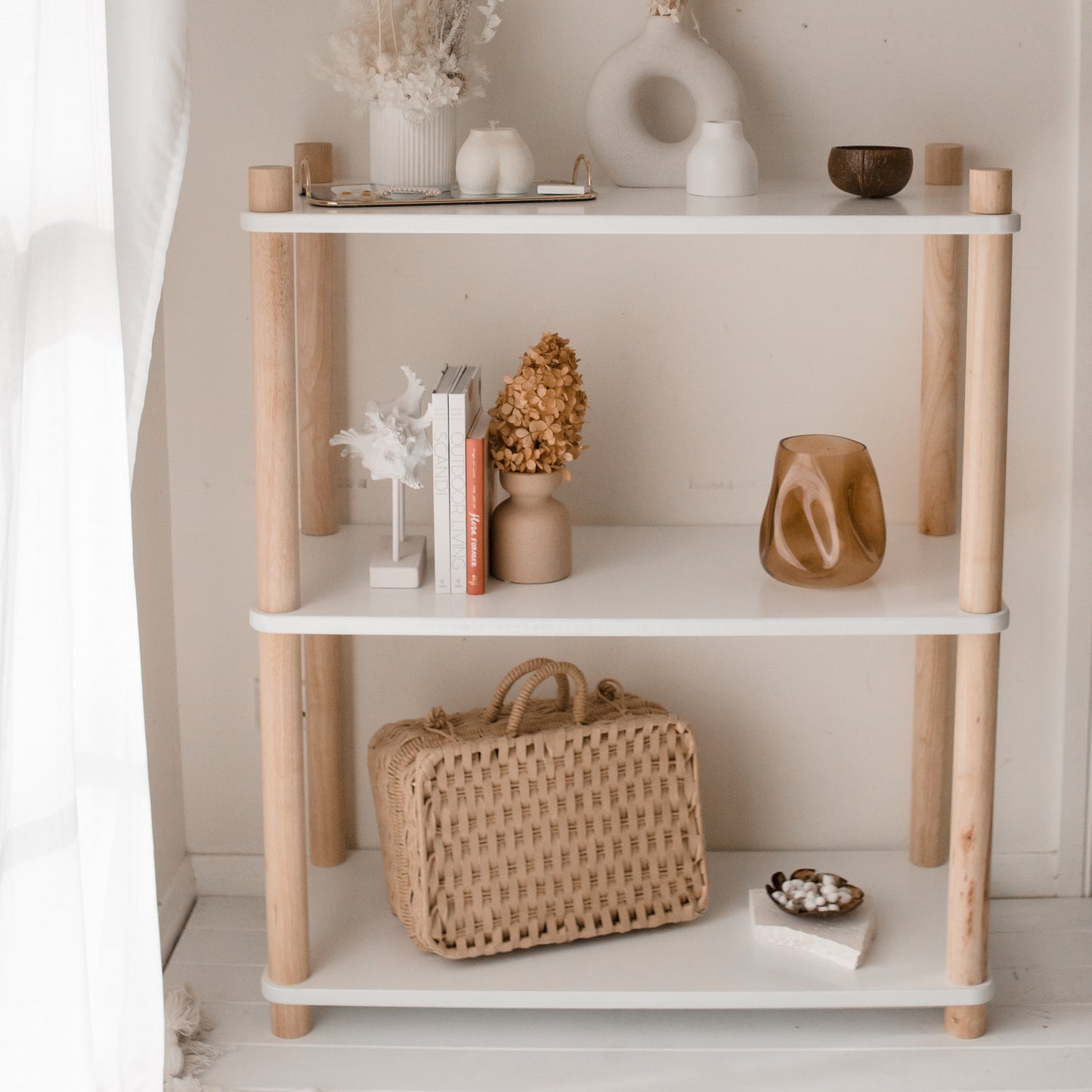 White Timber Bookshelf – 3 Tier