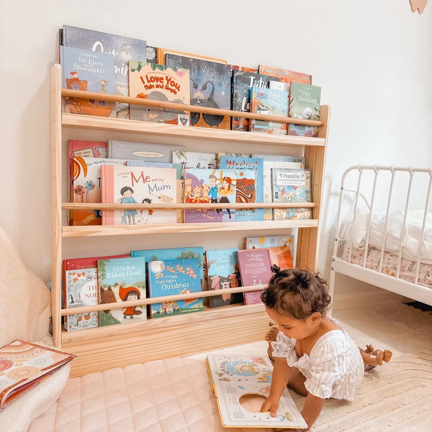 3 Tier Adjustable Solid Wood Bookshelf