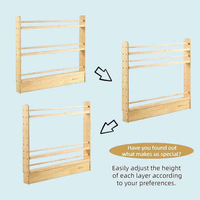 3 Tier Adjustable Solid Wood Bookshelf