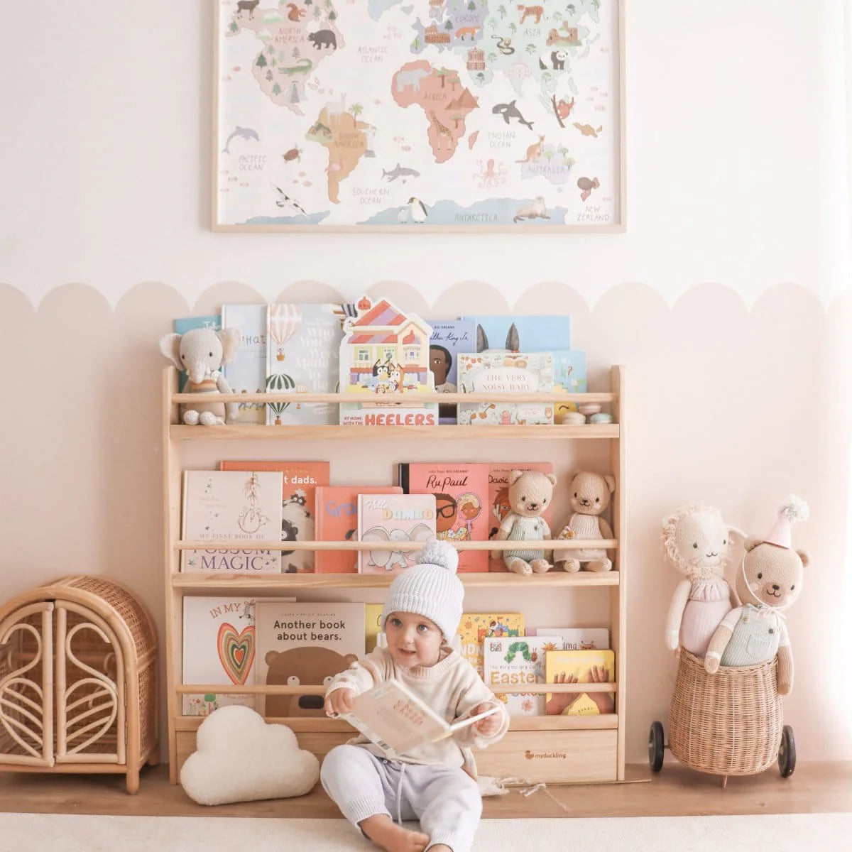 3 Tier Adjustable Solid Wood Bookshelf
