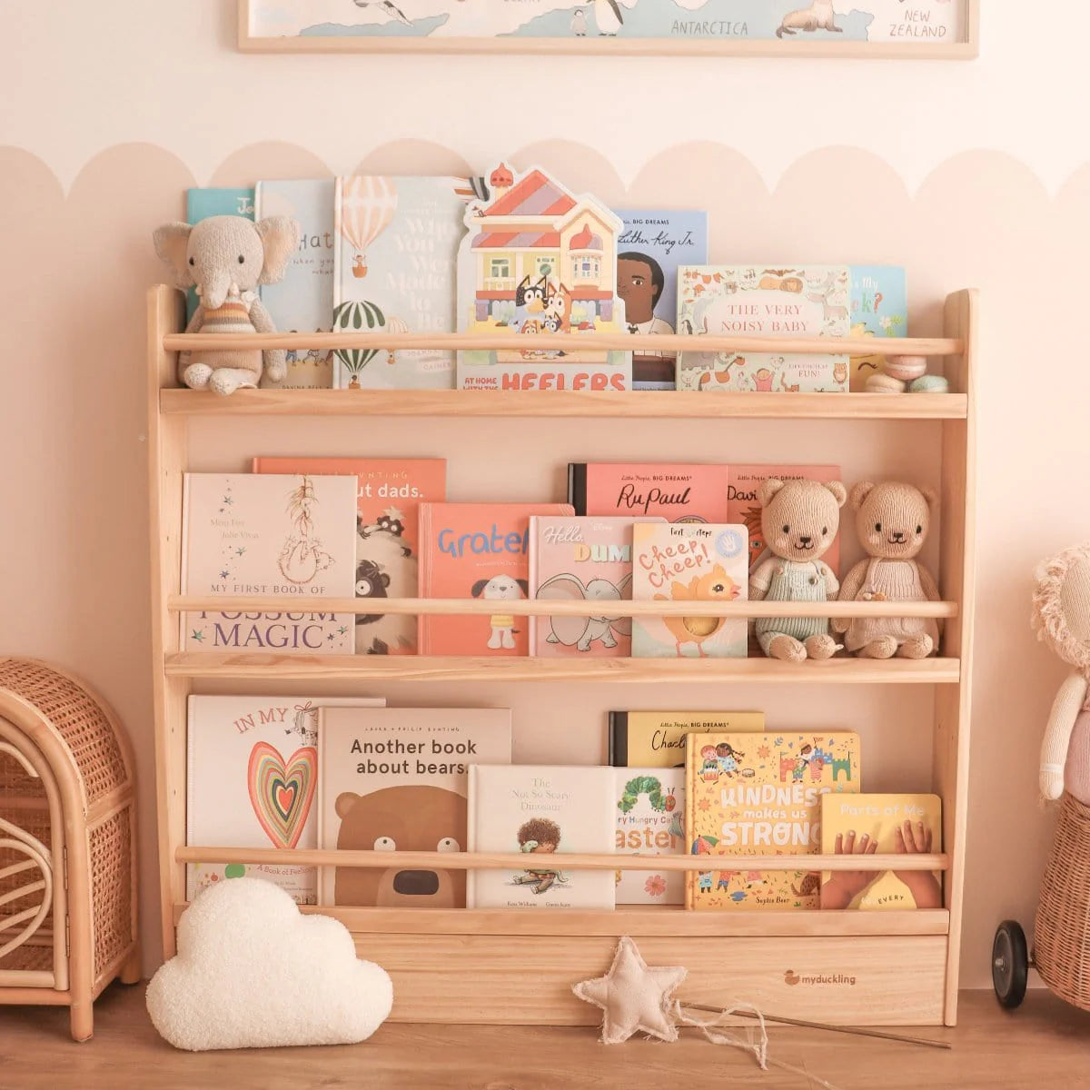 3 Tier Adjustable Solid Wood Bookshelf