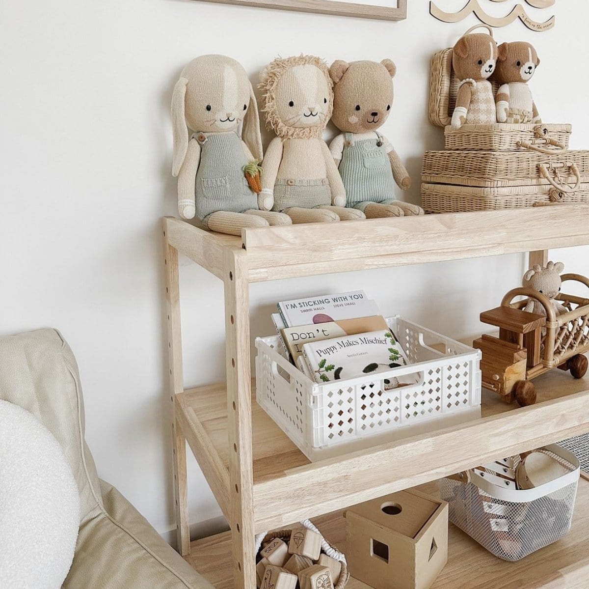 Adjustable Solid Wood 3 Layer Storage Shelf