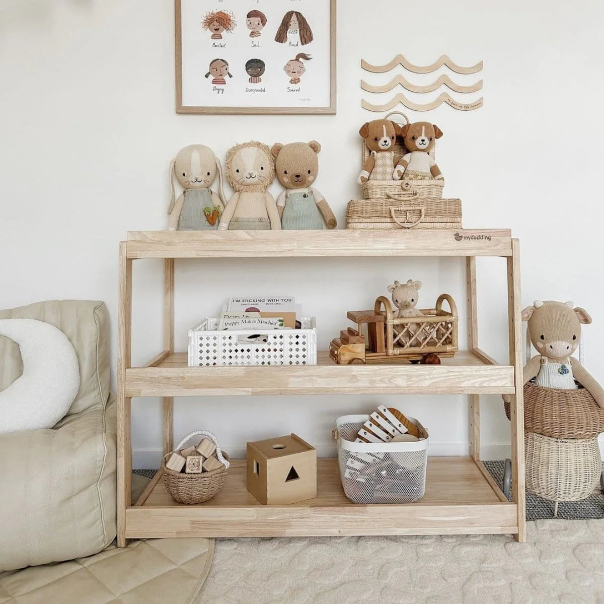 Adjustable Solid Wood 3 Layer Storage Shelf