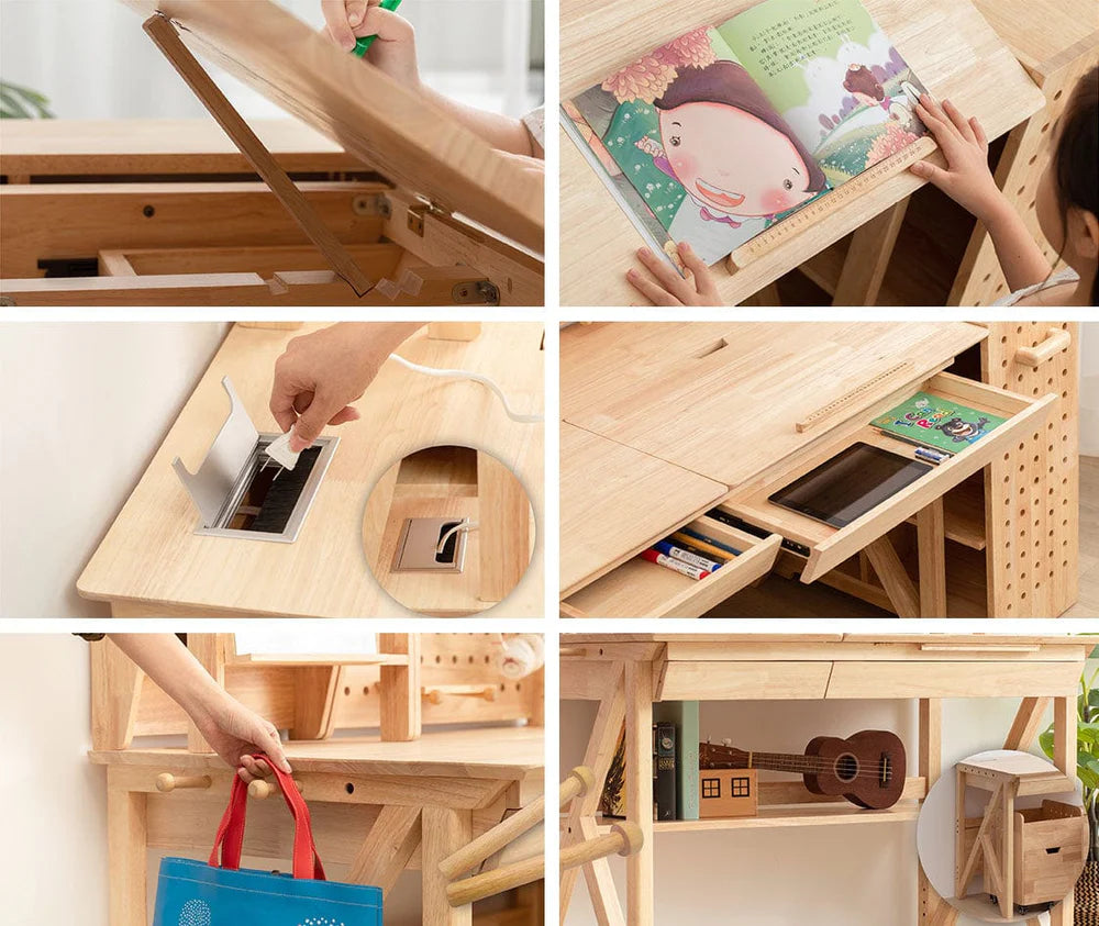 Solid Wood Study Desk With Easel