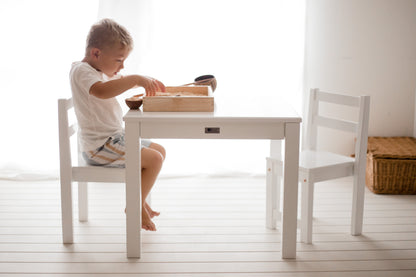 White Timber Table & Chair Set