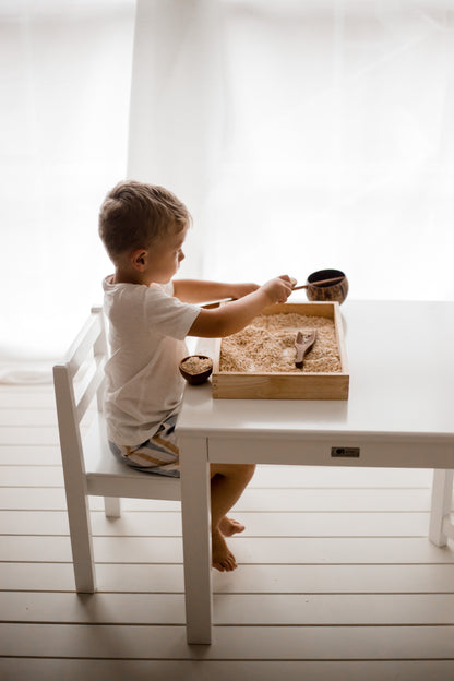 White Timber Table & Chair Set