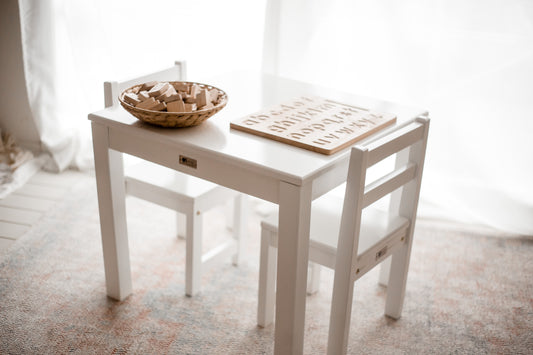 White Timber Table & Chair Set