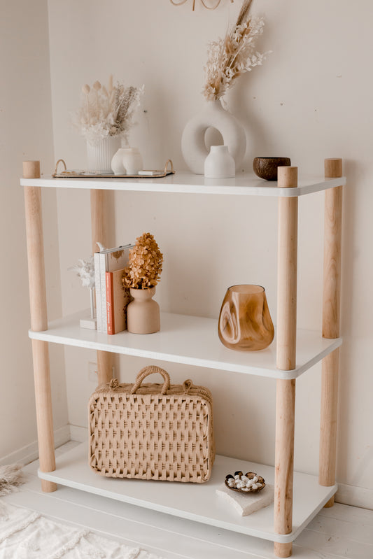 White Timber Bookshelf – 3 Tier