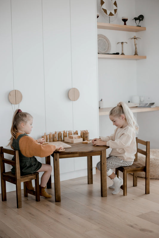 Large Round Acacia Table with Matching Chairs