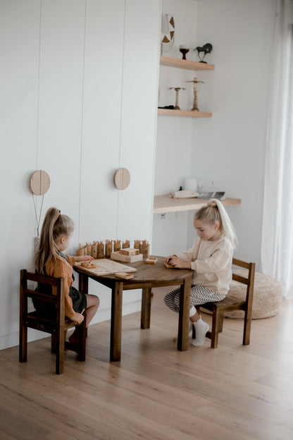 Large Round Acacia Table with Matching Chairs