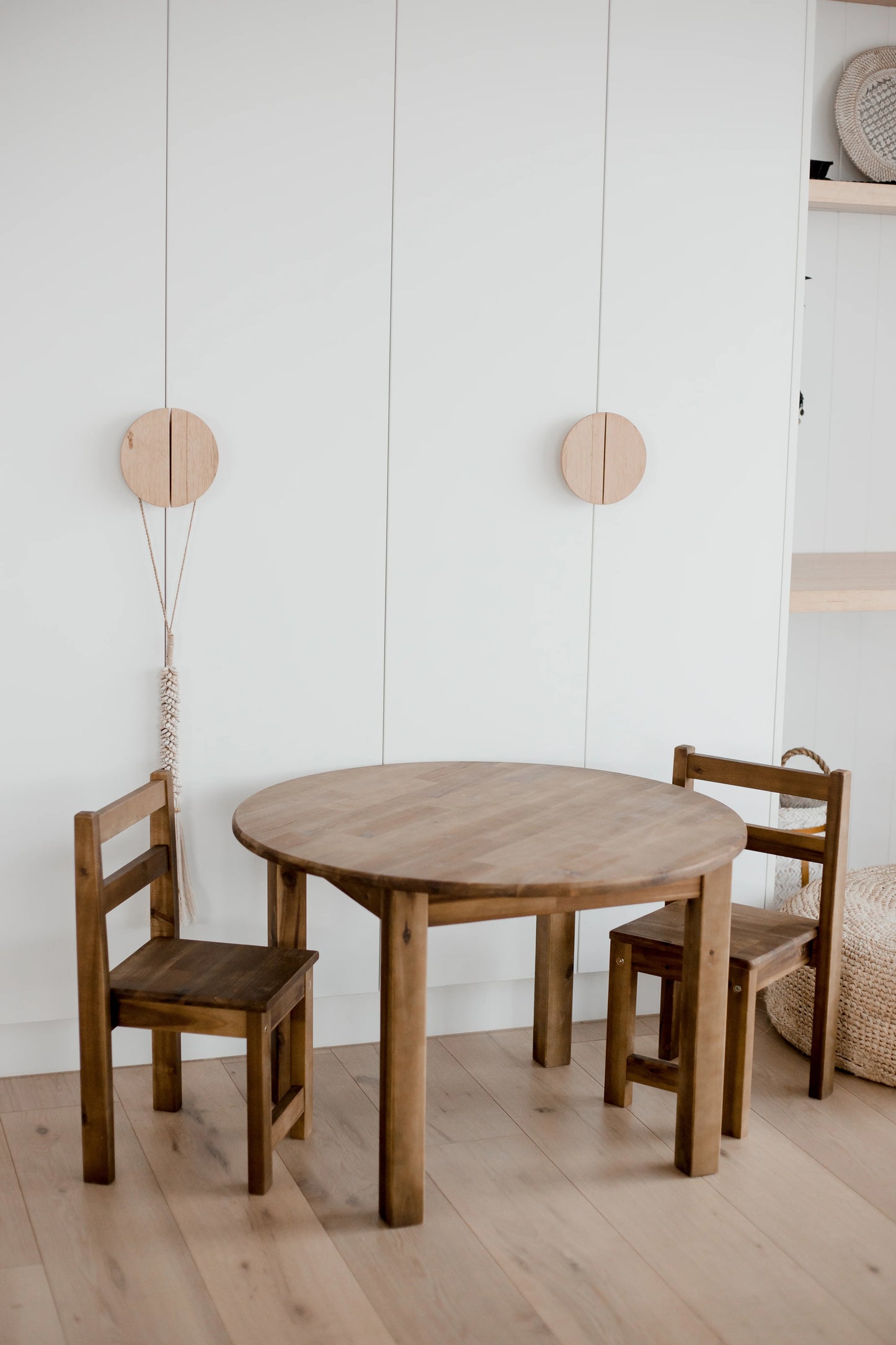 Large Round Acacia Table with Matching Chairs