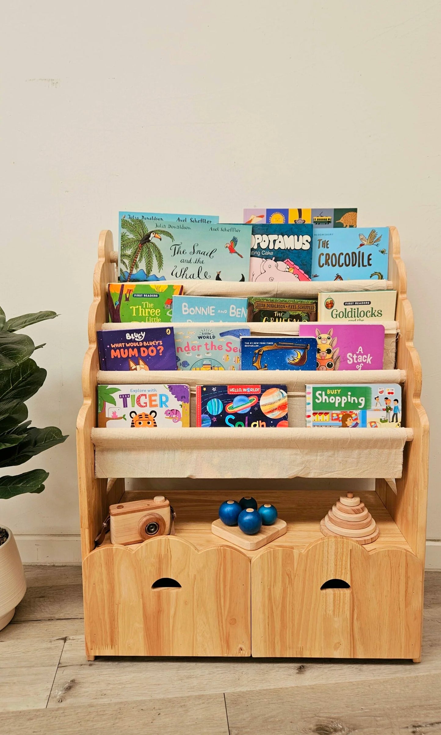 Timber Bookcase with Drawers