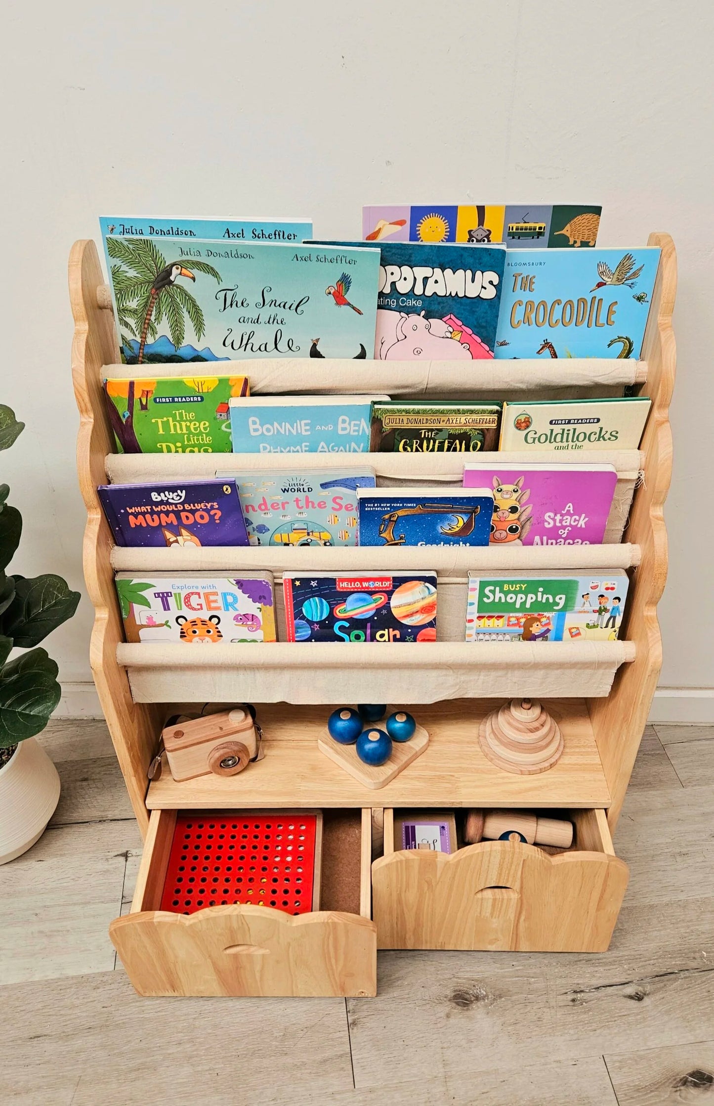 Timber Bookcase with Drawers