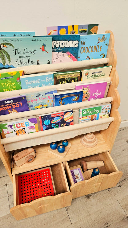 Timber Bookcase with Drawers