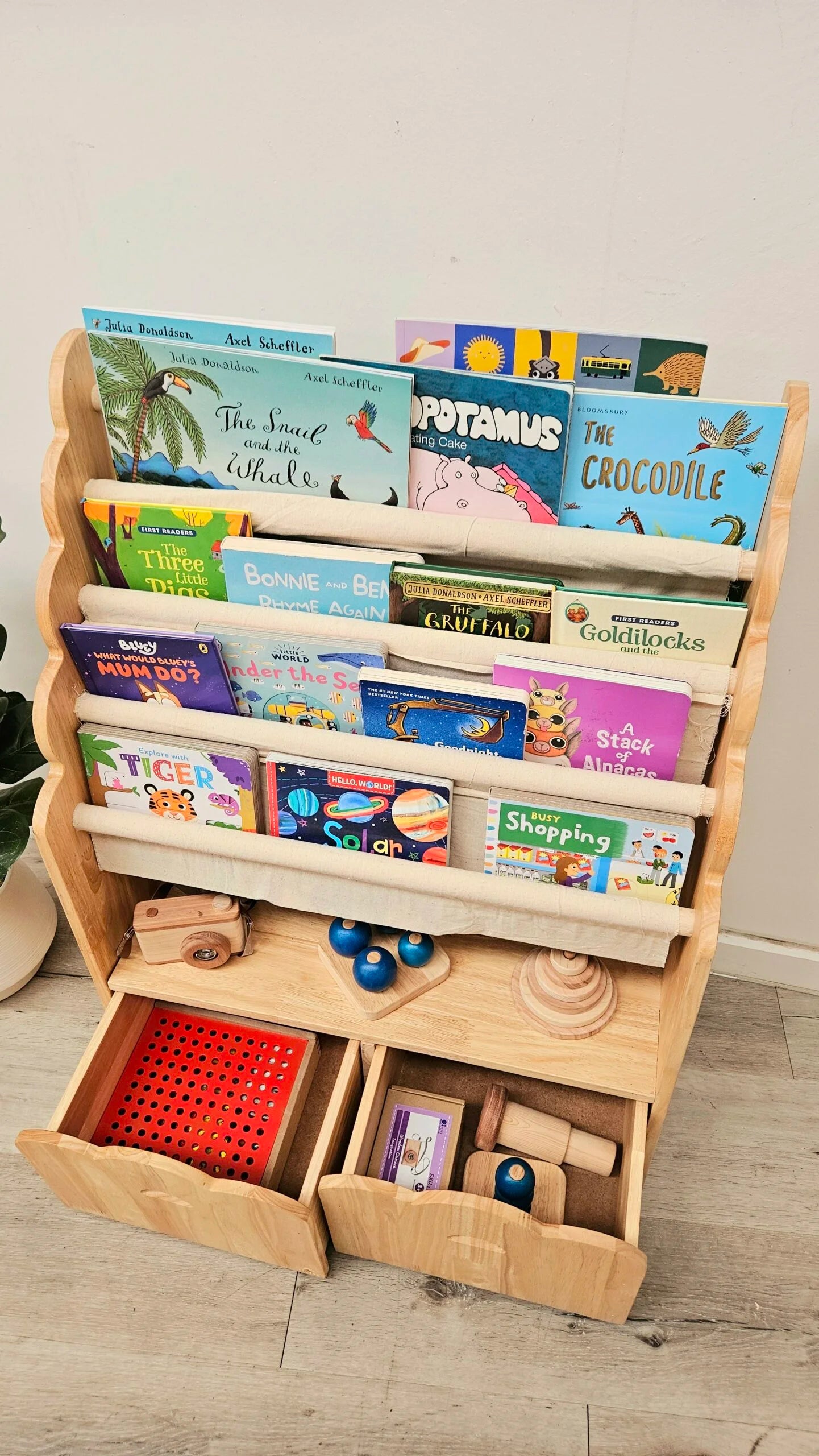 Timber Bookcase with Drawers