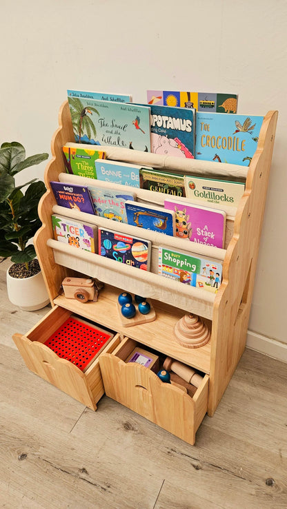 Timber Bookcase with Drawers