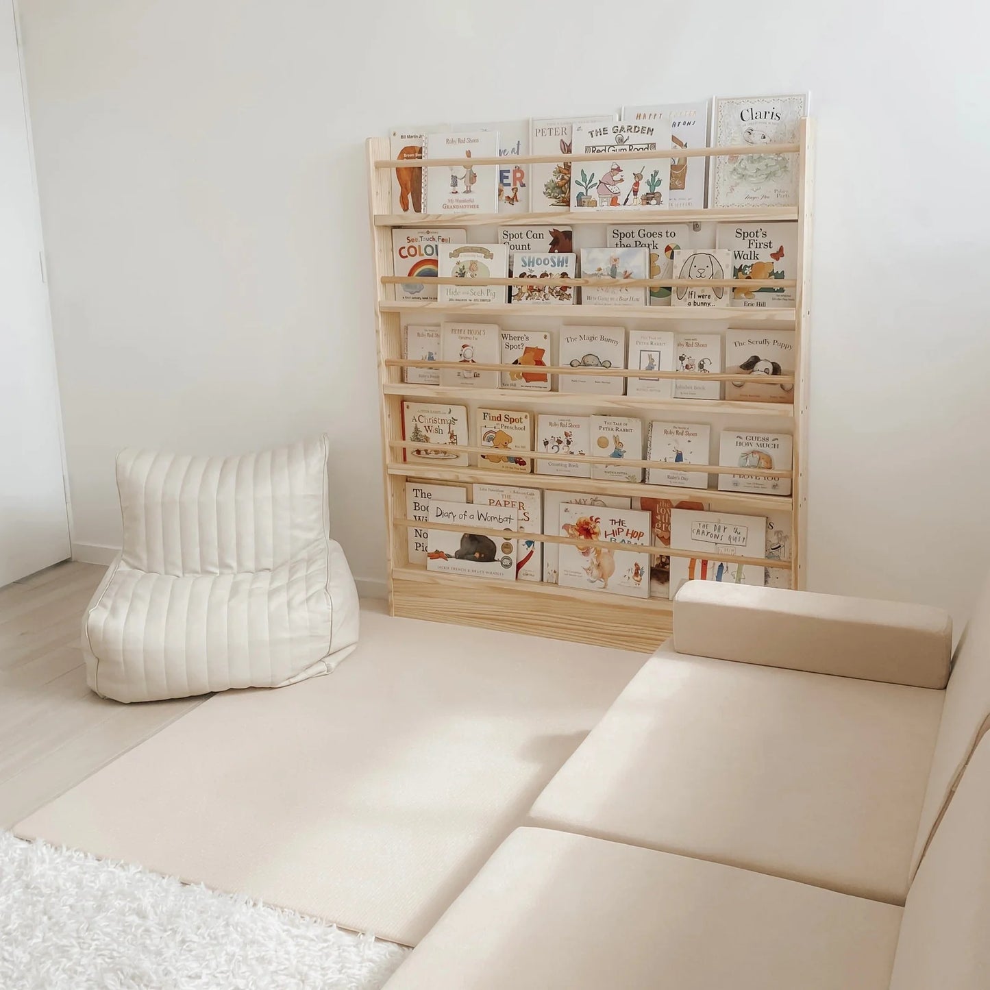 5 Tier Adjustable Solid Wood Bookshelf