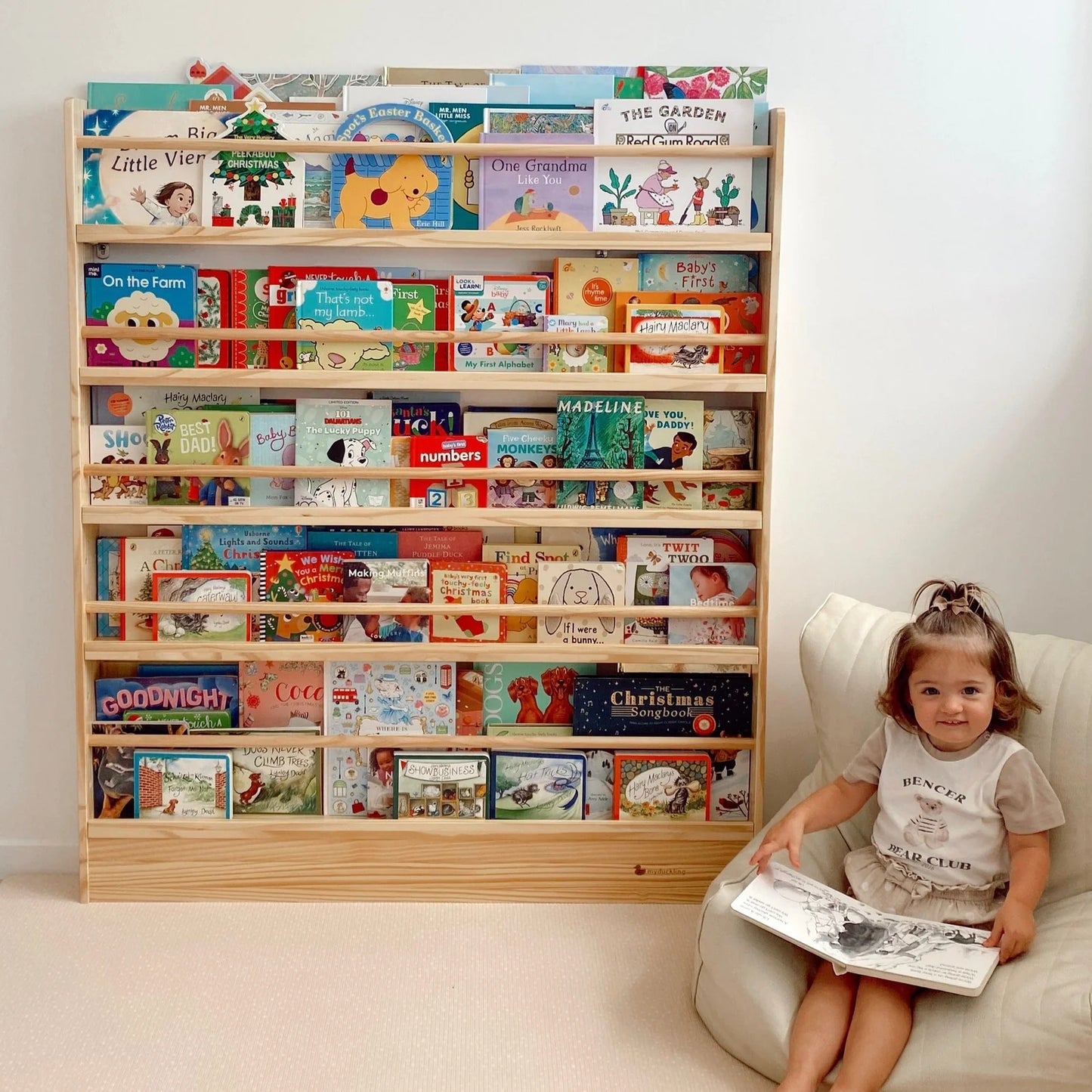 5 Tier Adjustable Solid Wood Bookshelf