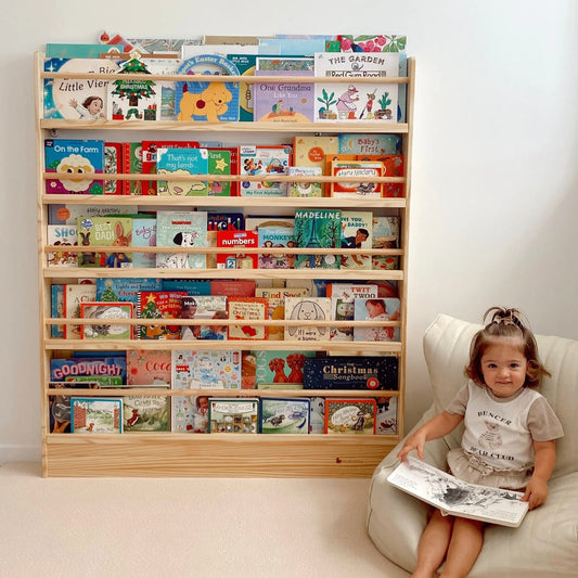 5 Tier Adjustable Solid Wood Bookshelf