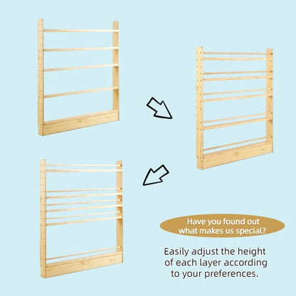 5 Tier Adjustable Solid Wood Bookshelf