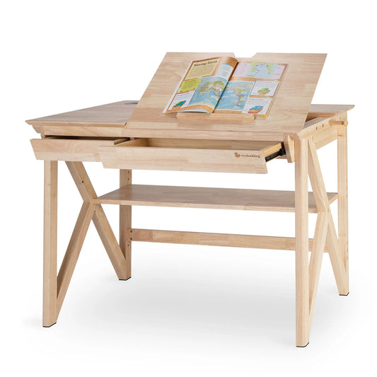 NALA Solid Wood Study Desk With Easel